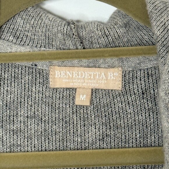 Bendetta B Merino Wool Cashmere Blend Gray Color Block Hooded Cardigan Medium - Picture 3 of 8